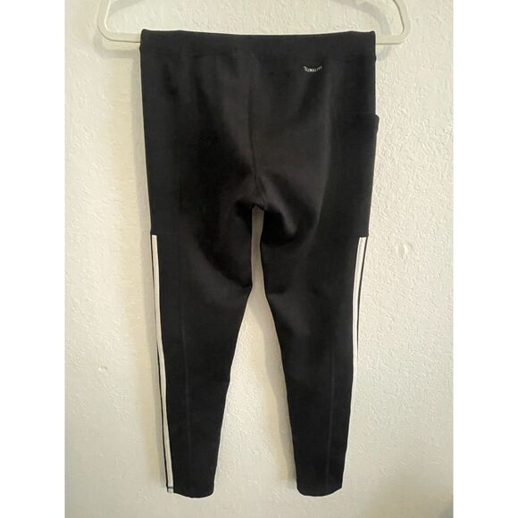 Adidas Climalite Women's Size Small Athletic Leggings Black/ White 3 Stripes new - Picture 3 of 7